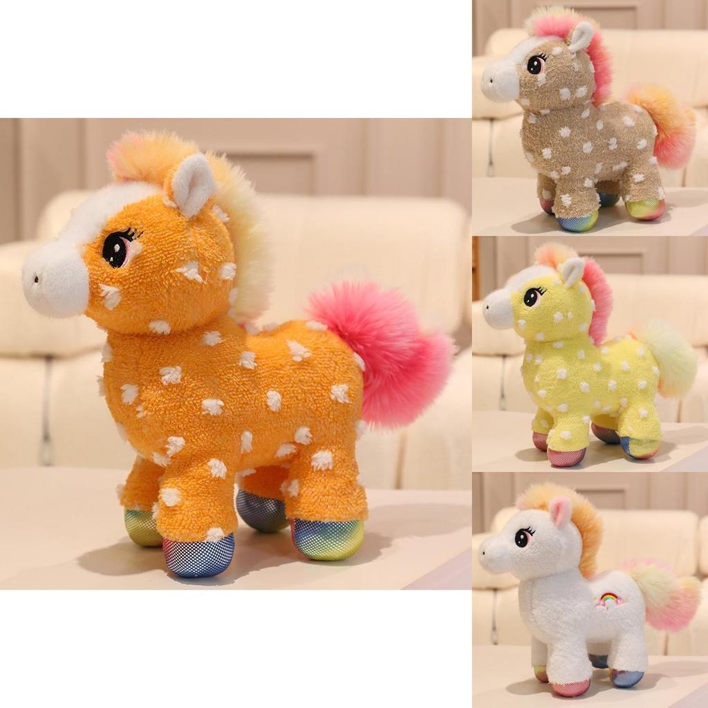 Sunshine Rainbow Pony Plush Toy With Soft Short Fur For Kids Gift And Collectors
