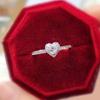 Huitan Shiny Silver Color Heart Rings for Women Simple and Stylish New Trendy Wedding Female Rings  Fashion Party Gift Jewelry