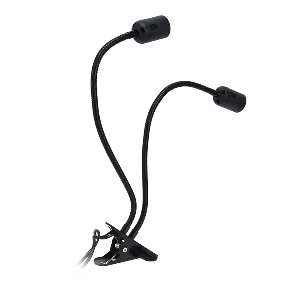 Table Lamp Holder E27 E26 Black Double Headed 360 Degree Adjustable Durable Material Clip Lamp Holder 100‑240VUS Plug