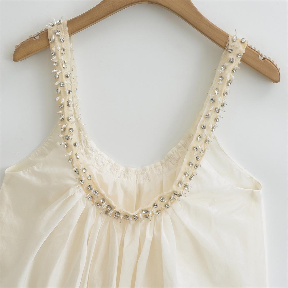Spring 2025 Women's Beaded Fluffy Suspender Top