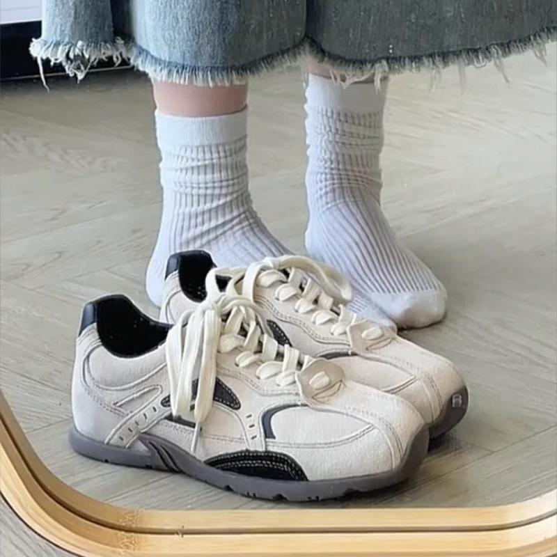 Retro Color Blocked Damen Schuhe 2024 Neu Herbst Flachsohlige Weichsohlige Leichte Sport Laufschuhe Zapatillas Deporte