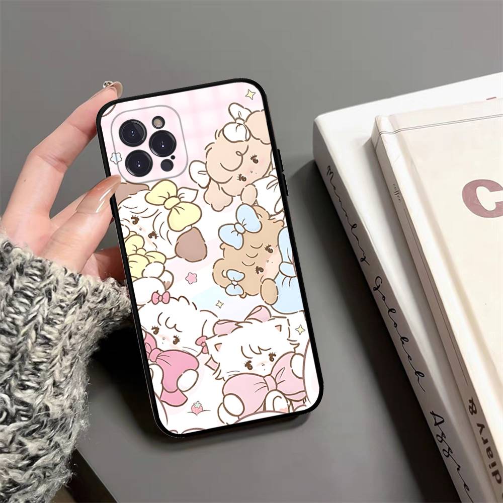 

Kawaii M-mikko Cat Cute C-Characters Black Soft Phone Case For IPhone 16 15 14 13 11 12 17 Pro Max Mini Plus iPhone 12