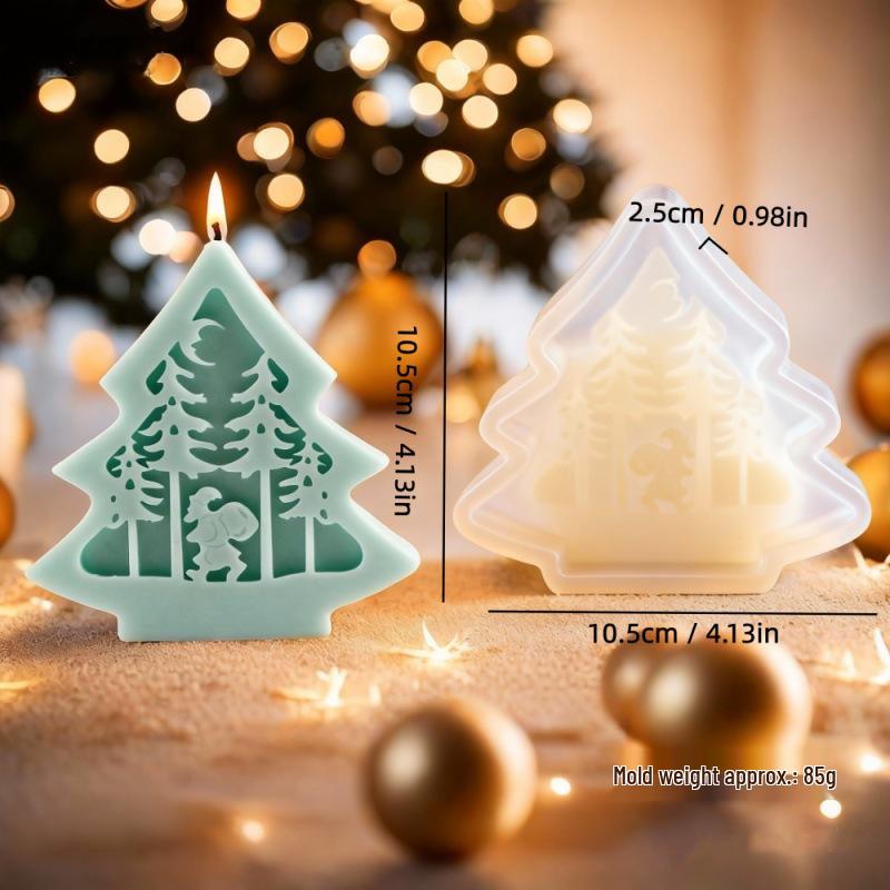 Molde de Silicona para Vela de Árbol de Navidad de Cedro para Aromaterapia DIY y Decoración Navideña