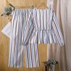 Girls' Casual Striped Set: Spring/Fall Children's Long-Sleeve V-Neck Top and Wide-Leg Pants Two-Piece Set