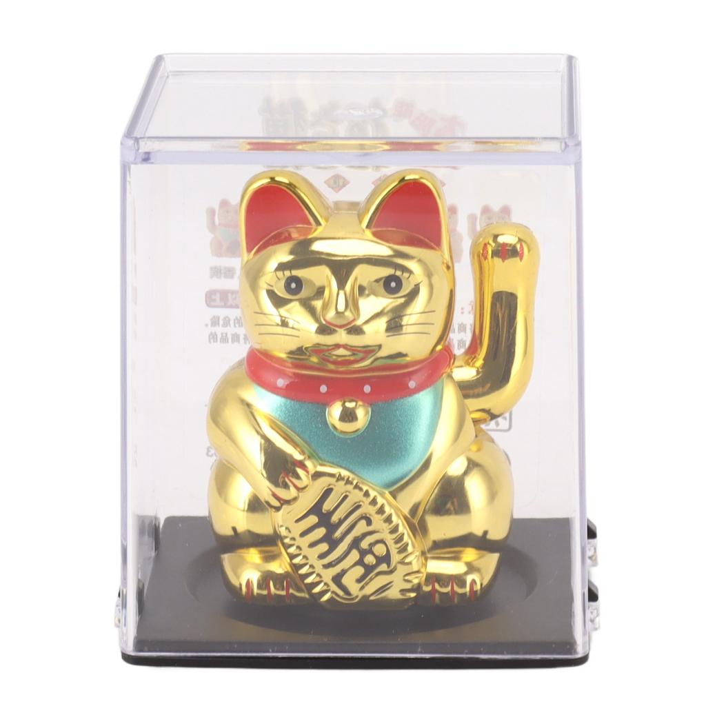 Solar Powered Waving Lucky Cat Solar Powered Gold Welcoming Waving Hand Paw Up Wealth Fortune Lucky
