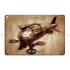 Vintage Steampunk Aircraft Steam Punk Airship Vintage Steampunk Aviation Metal Sign Designing Pub Plates Club Tin Sign Poster