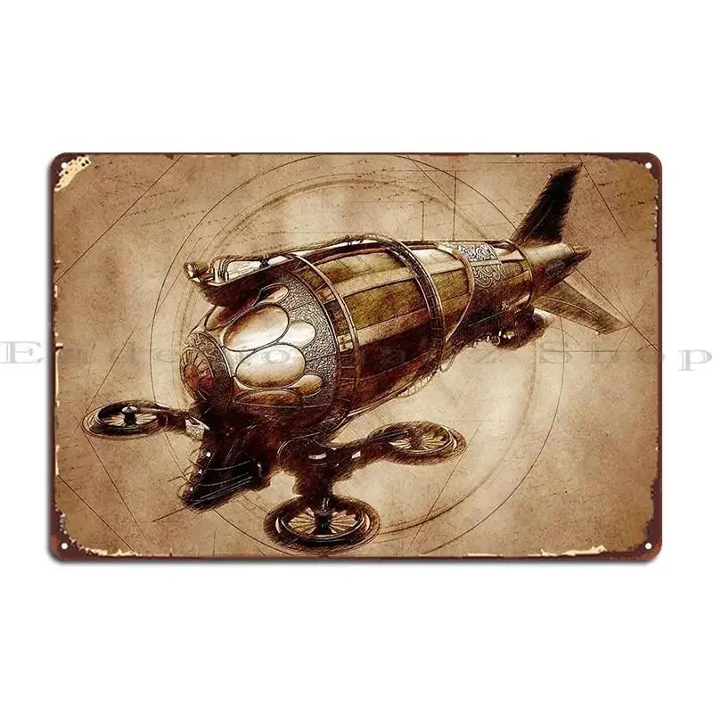 Vintage Steampunk Aircraft Steam Punk Airship Vintage Steampunk Aviation Metal Sign Designing Pub Plates Club Tin Sign Poster