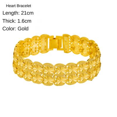 Mode Hip-Hop Stil Grob Geschnitztes Herzförmiges Armband Breite Version Auto Blume Funkelndes Armband Uhrenkette Schmuck