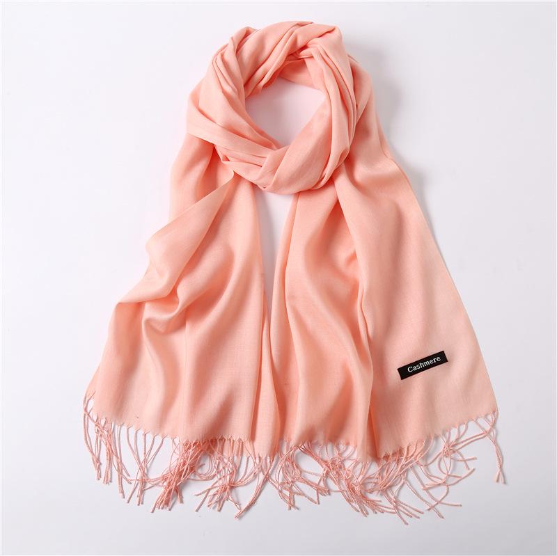 Women's Solid Color Faux Cashmere Scarf, Lightweight Shawl for Spring/Summer & Warm Autumn/Winter Malaysian Headscarf.