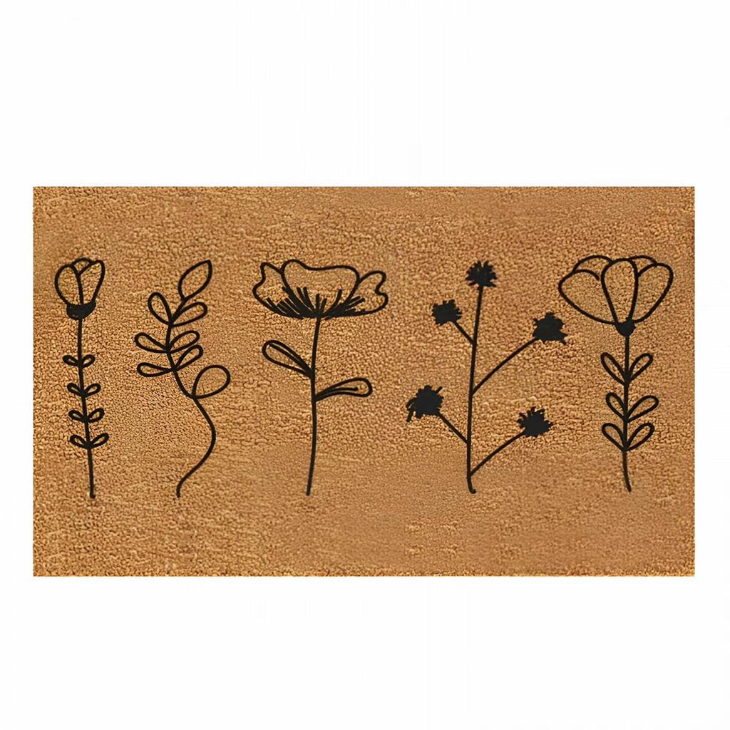 Faux Coir Entrance with Floral Pattern Indoor Decorative Doormat for Festive Home Decor