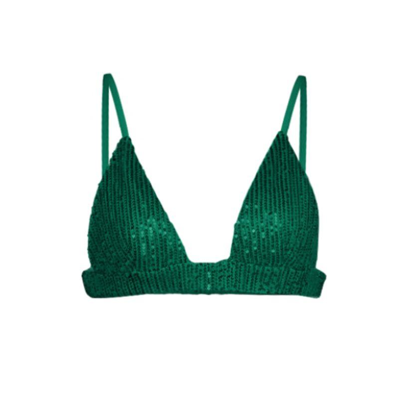 

Solid Color Fashion Casual Suit Shirt Straight-Leg Pants Sequins Green Intimates M