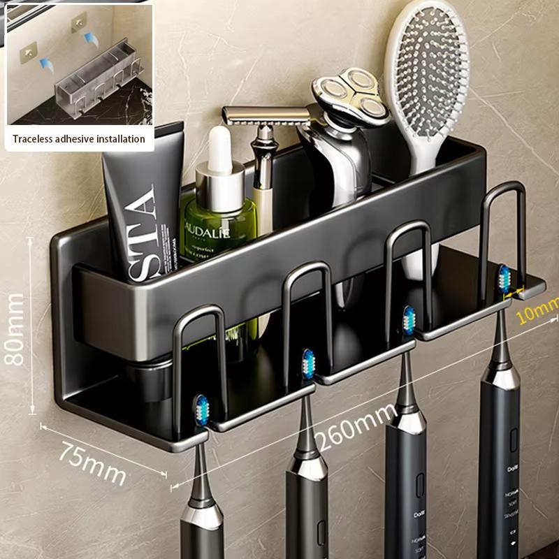 Metal Toothbrush Rack Aluminum Punch-Free Toothpaste Holder Wall-Mounted Bathroom Storage Racks Bathroom Accessories Organizer