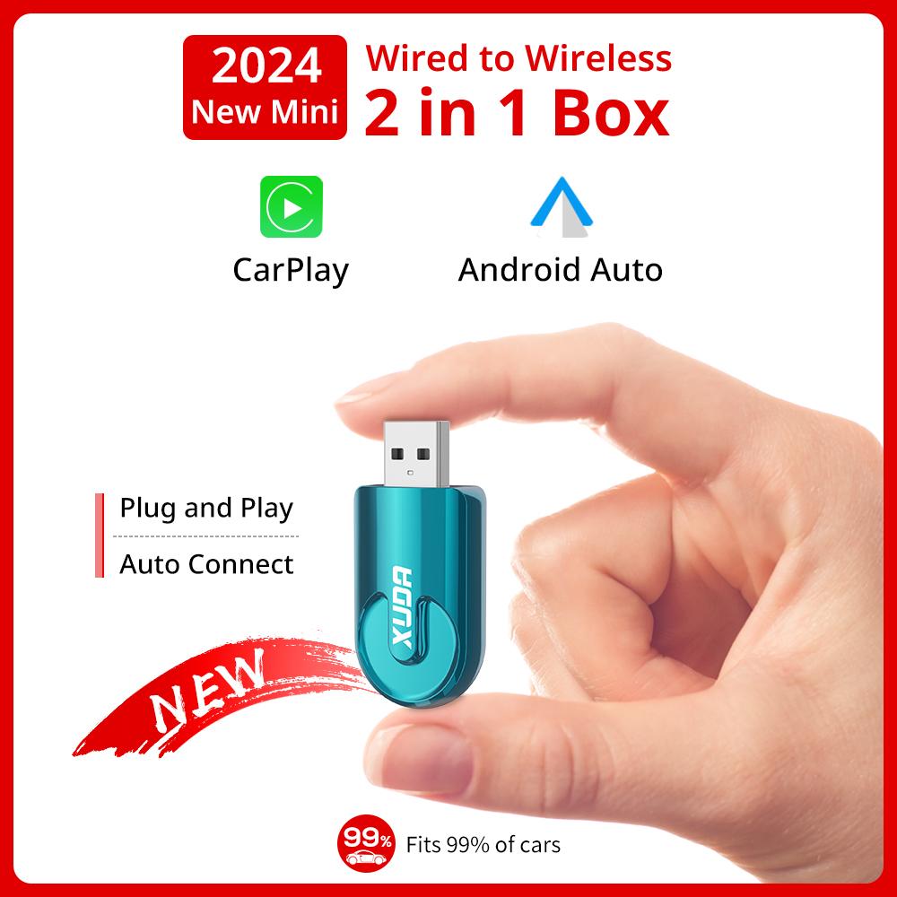 

XUDA Wired to Wireless Mini 2 in 1 AI Box Carplay 5G Wif & Bluetooth 5.0 Android Auto Plug and Play for Toyota Mazda Nissan
