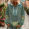 Damen Hoodie mit Blumenmuster, langen Ärmeln und Taschen für Freizeitkleidung