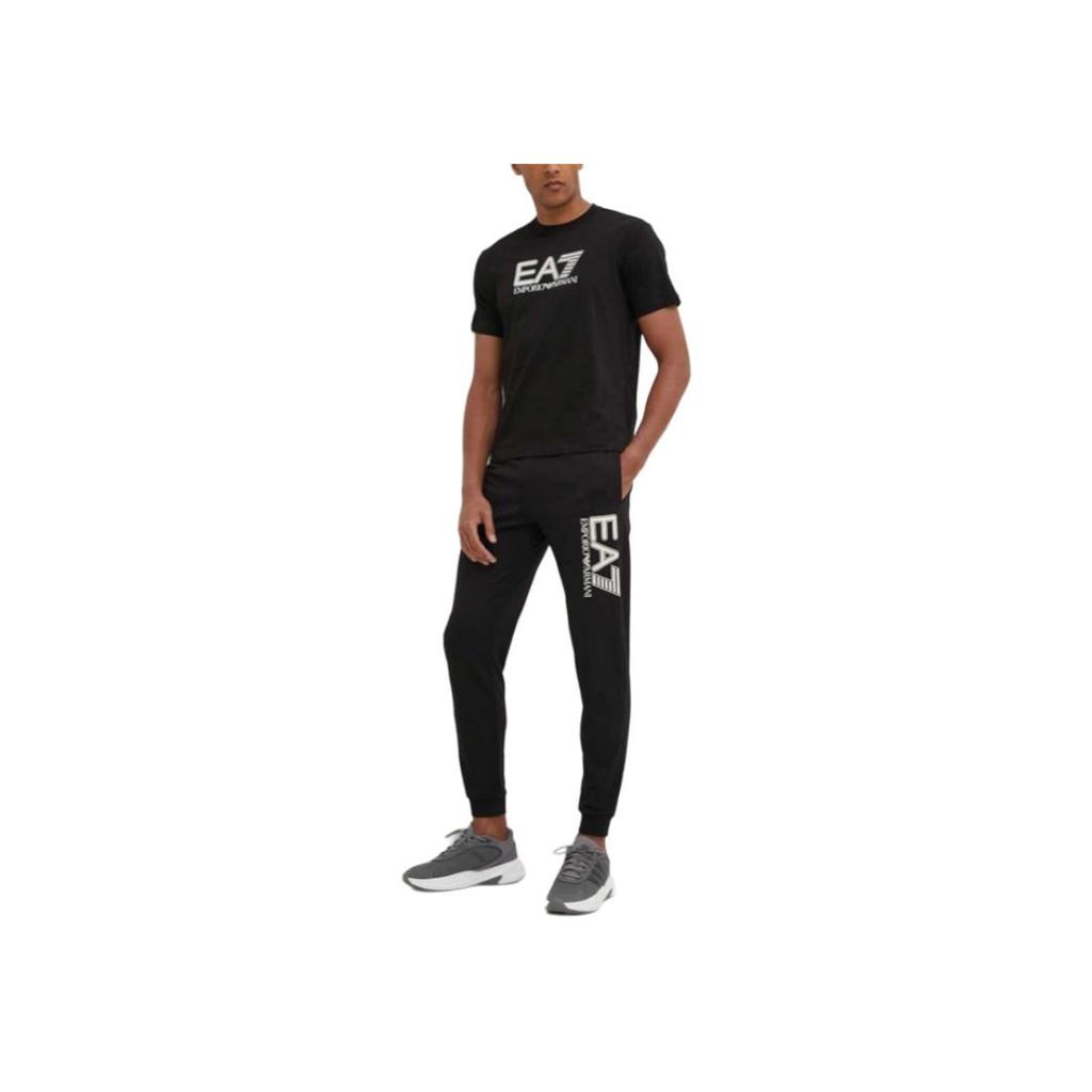 Emporio Armani EA7 Letter Logo Pullover Round Neck Short Sleeve T-Shirt Men Tops Black 6DPT81-PJVPZ-1200