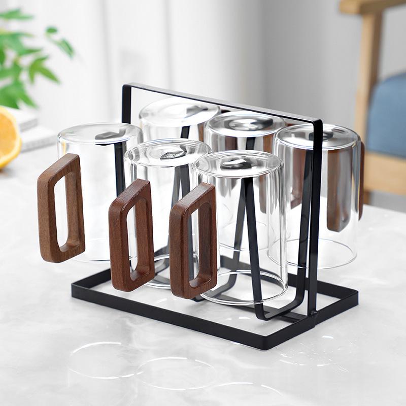 High-End Glass Tea & Water Cup Set with Handle - Luxurious Drinkware for Home and Office