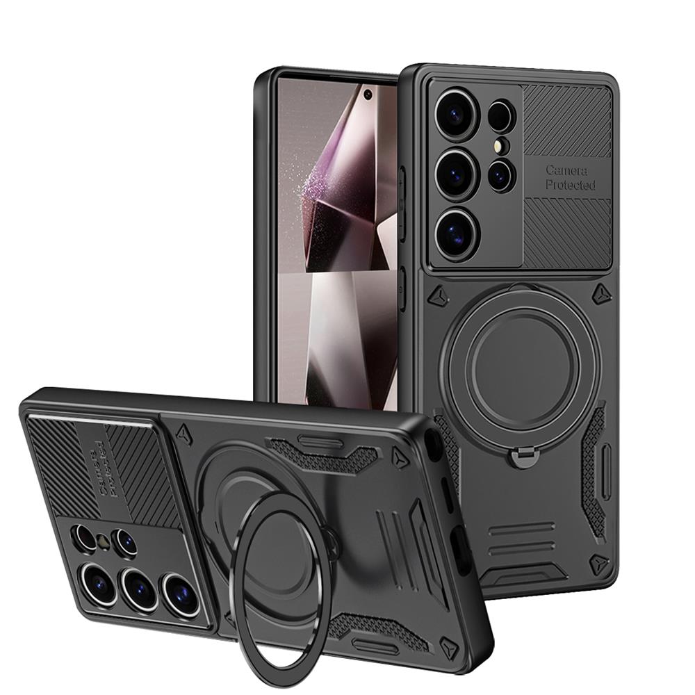 Luksusowe Magnetyczne Etui Armor Dla Samsunga Galaxy S25 Edge S24 S23 S22 S21 S20 Ultra Plus FE Osłona Ochronna Bumper z Pierścieniem