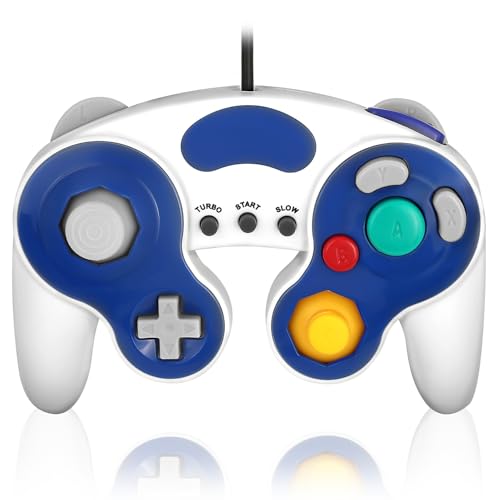 

K&SGAMER GameCube Controller (with vibration support for GC, WiiU, Wii, and GameCube) (Blue & White)