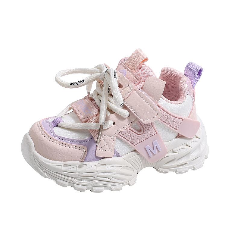 2026Early spring new leather trendy dad shoes for boys and girls, lightweight, non-slip, versatile sneakers, casual children's shoes