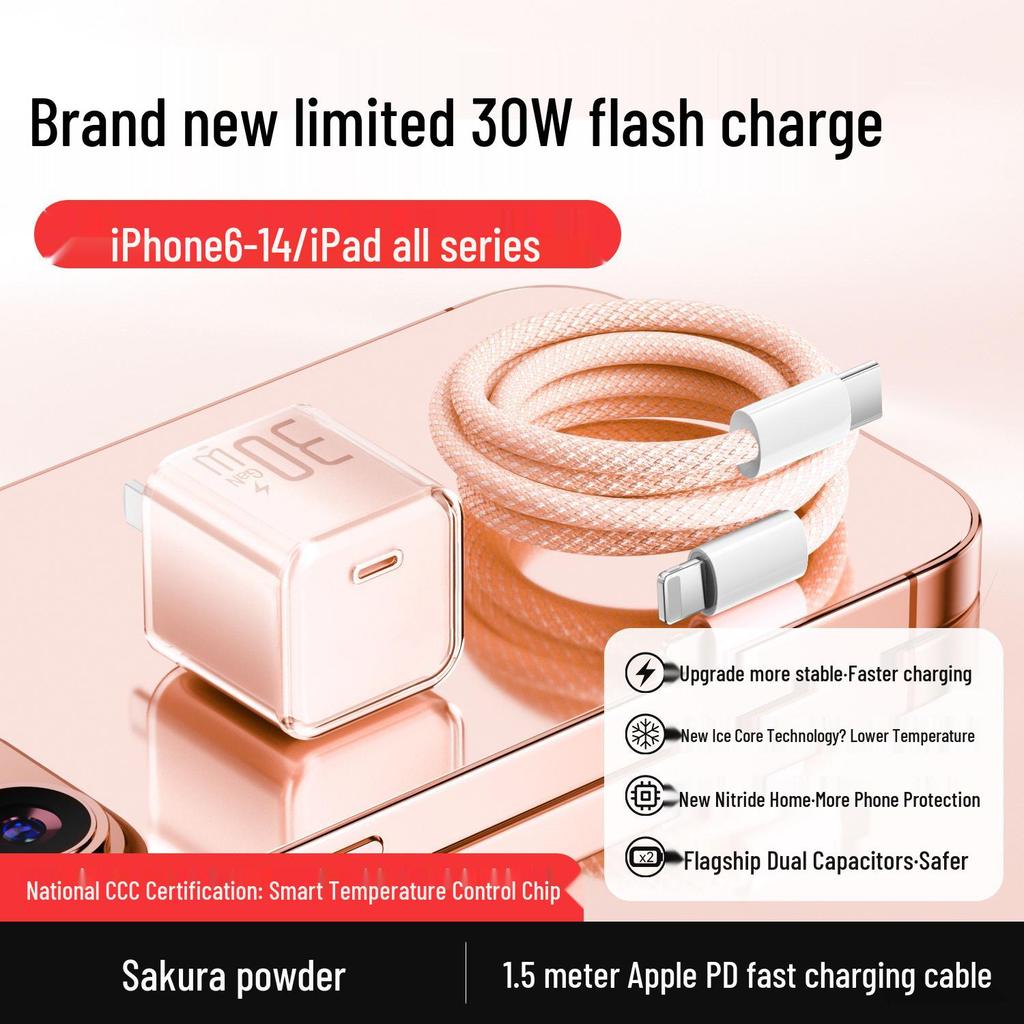Compatible Gallium Nitride Charger for iPhone 12–15 Pro Max, 16, and 14 Plus PD Fast Charging
