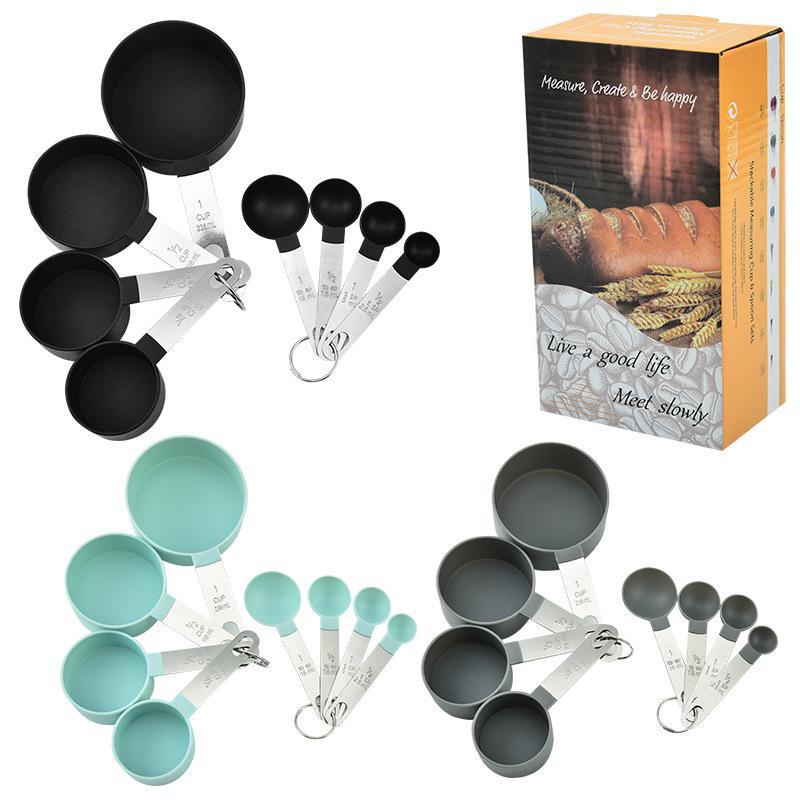 8-Piece Stainless Steel Handle Measuring Cup and Spoon Set with Scale