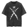 Anime Demon Slayer Rengoku Kyoujurou Printed T Shirt Men Women Manga Tshirts Vintage Washed T-Shirt Harajuku Manga Cotton Tops