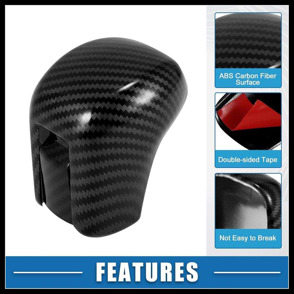 Gear Shift Knob Cover Automatic Transmission Lever Trim for Honda Civic 10th Gen 2016 2017 2018 2019 2020 2021 ABS Carbon Fiber Pattern Black Durable