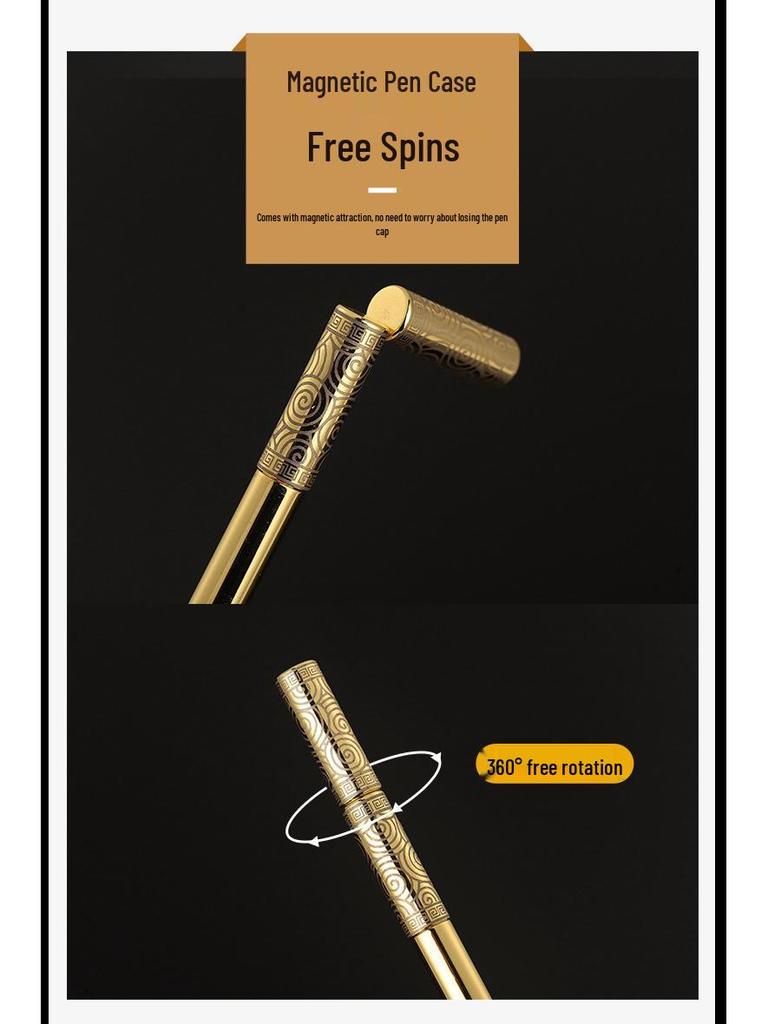 Golden Cudgel Brass Signature Pen - Magnetic, Baked Paint Finish, Ideal for Gifting, Business Promotions, or Student Use