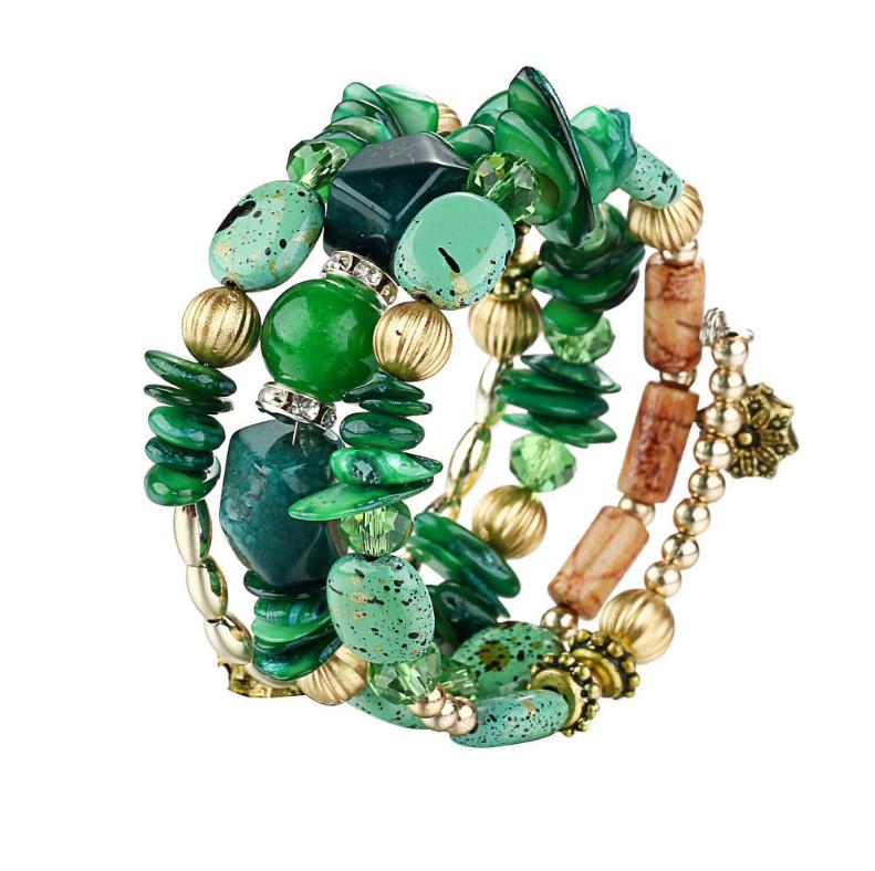 Senoviniai spalvingi natūralaus akmens karoliukai apyrankės Bohemiškos daugiasluoksnės mados apyrankės moterims ir vyrams apyrankės papuošalai