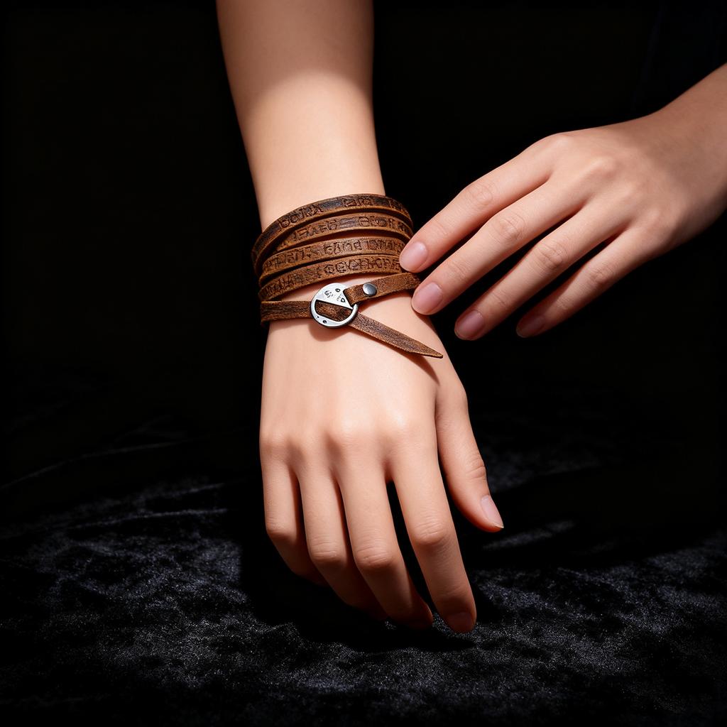 Neues Armband für Männer Punk-Stil Mehrschichtig Leder Mit Buchstaben Vintage Einfaches Design Für Schutz Glück & Energie Schmuck