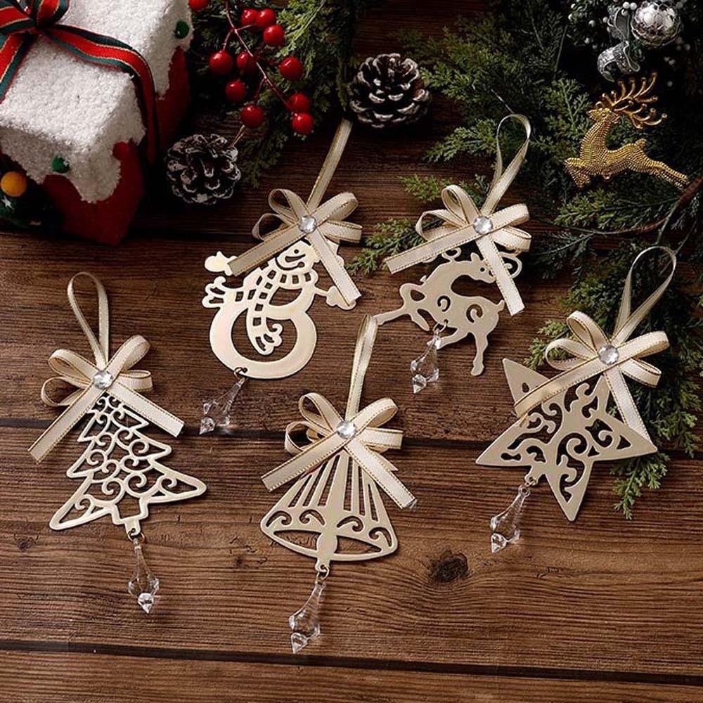 Crystal Drop Metal Christmas Ornaments Tinplate Material Holiday Hanging Decor Winter Weddings