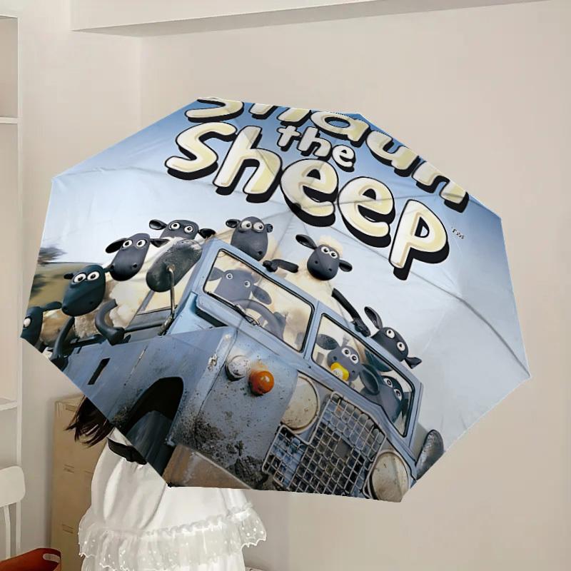 1 Guarda-chuva Dobrável Automático Ovelha Shaun, Design Portátil Dobrável, Acessório Casual para Exterior L1127041