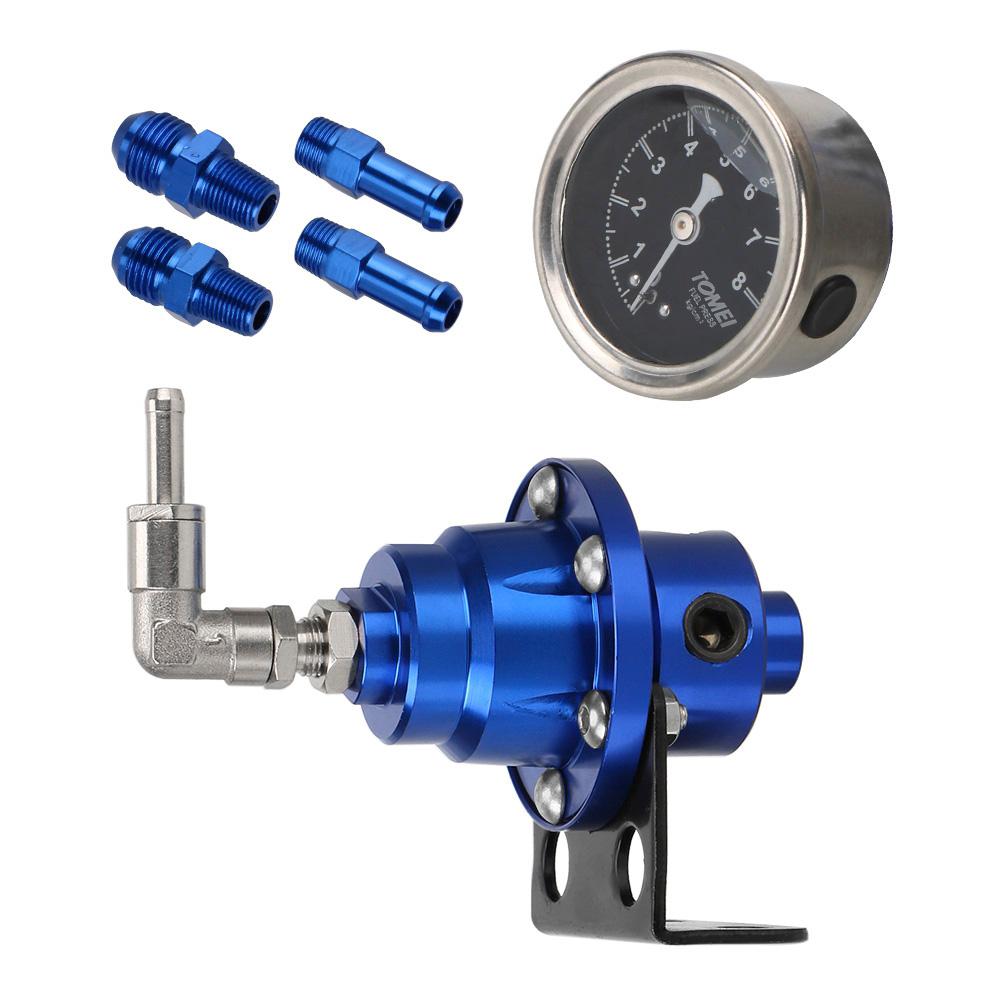 Universal Aluminum Vehicle Refitting fuel Supercharger Adjustable Fuel Pressure Regulator with Gauge Kit car Pressure Regulators 5