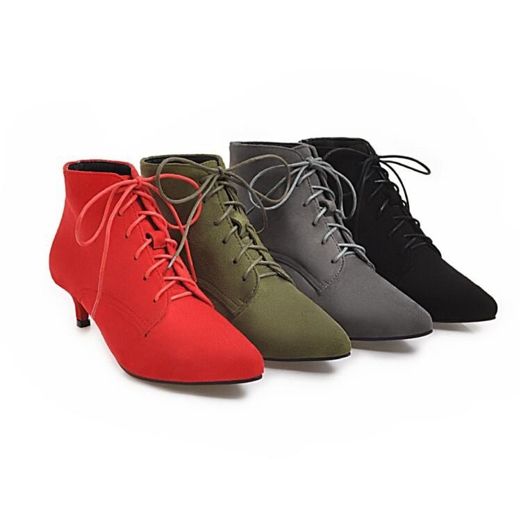 Source Autumn and Winter New Pointed  Shoes British Lace-up Short  Boots Martin Boots and Bare Boots Large Size