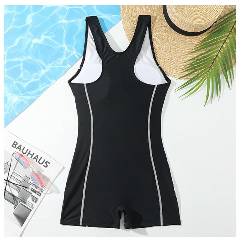 Plus Size Womens One-Piece Athletic Swimwear With Built-in Pad Modest Coverage Quick-Dry Slimming Fit Swimming Pool Spa