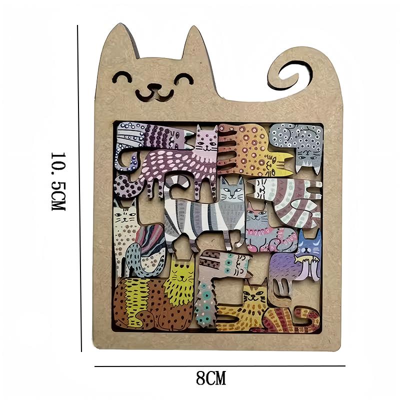 

Toys Educational Creative Unique Cat Shaped Wooden Puzzle Irregular Difficult Brain Teaser Ideal for Teens Boys Girls Gift