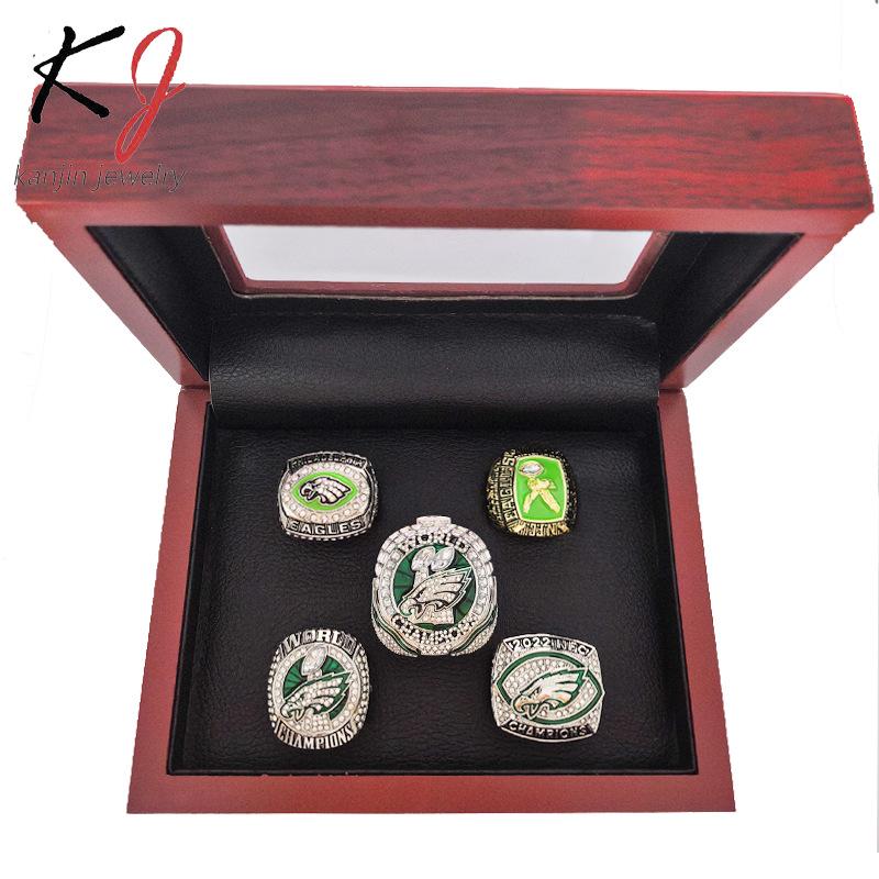 

Набор из 5 чемпионских колец Philadelphia Eagles 2025 - Цинковый сплав и стразы, Хит продаж Size 11