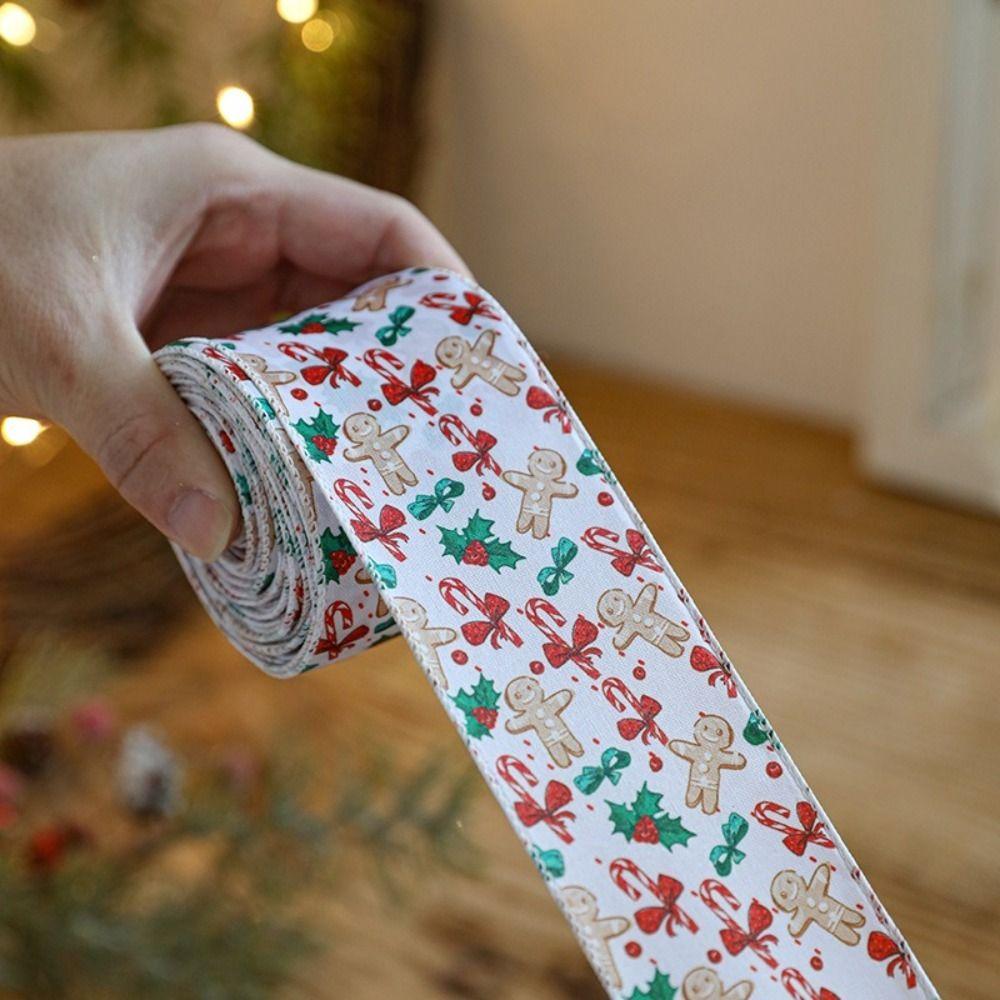 Lmitation Linen Christmas Tree Ribbon Xmas Gift Fabric Swirl Ribbon New Christmas Ribbon