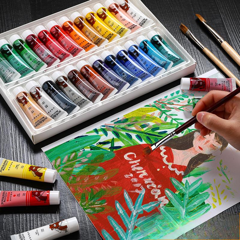 12/18/24-farbiges Acrylfarben-Set Ist Geeignet für DIY Steine Leinwand Papier Keramik Kunststudent Pigmente