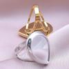 Fashion DIY Drip Oil Rhinestone Round Oval Water Droplets Blank Settings Open Adjustable Stainless Steel Ring For Women Men Gift