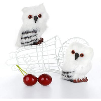 Christmas Owl Ornament Toy, White Black Furry Plush Baby Owl Model, Furry Cute Bird Christmas Ornament for Holiday Desktop Decor