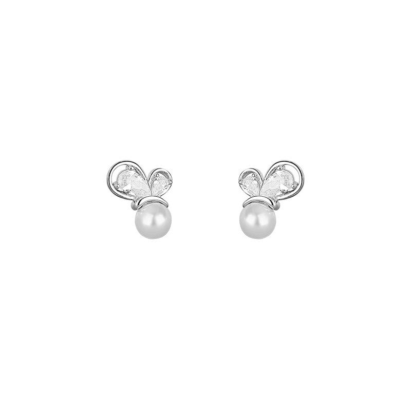Creative Butterfly Pearl Earrings for Women with High-end Temperament New Product Earrings