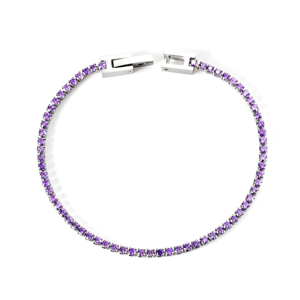 Fashion temperament zircon bracelet elegant light luxury versatile round colored diamond tennis bracelet jewelry women