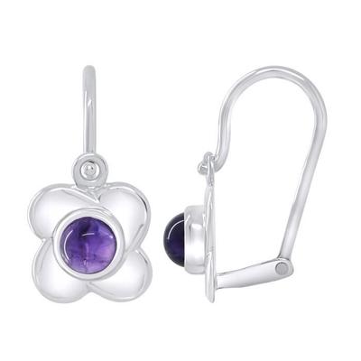Earrings - LÉA &; ARTHUR - PURPLE FLOWER - 925 Silver - Amethyst - Child