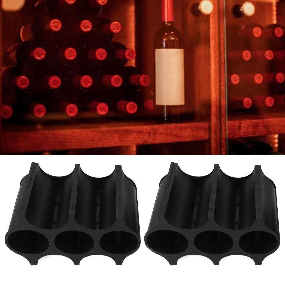 4pcs Anti-Slip Base Red Wine Bottle Holder Black Wine Bottle Organizer Kitchen Storage
