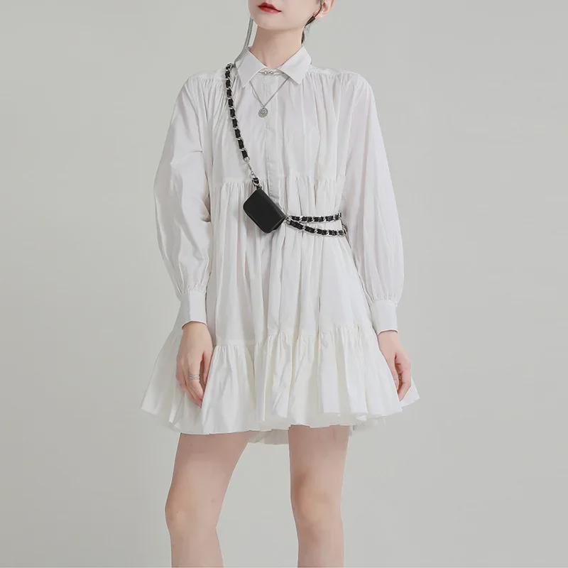 Zhongchuang Rizhen 2025 Women's A-Line High Waist Baby Doll Shirt Dress