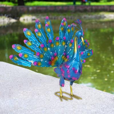 Metal Peacock Statue Garden Decor Peacock Sculpture Outdoor Peacock Spreading Its Tail Statue for Lawn Yard Decoration