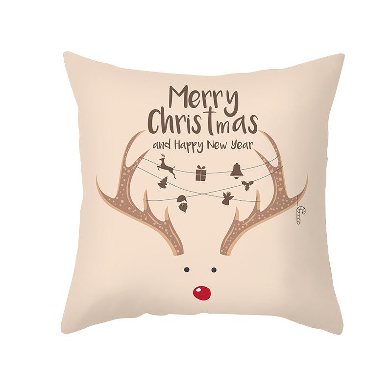 Christmas Pillow Case Wish Cartoon Print Peach Skin Christmas Pillow Home Sofa Cushion