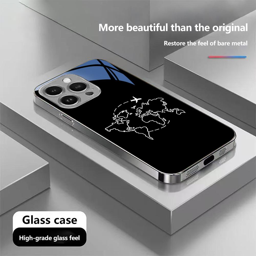 

Чехол для телефона N121 Aircraft trajectory art для iPhone 16 15 Pro Max Samsung S24 A54 A35 Xiaomi Redmi Note 13 Pro Huawei Plated Frame Tempered Glass Cover Infinix Smart 9