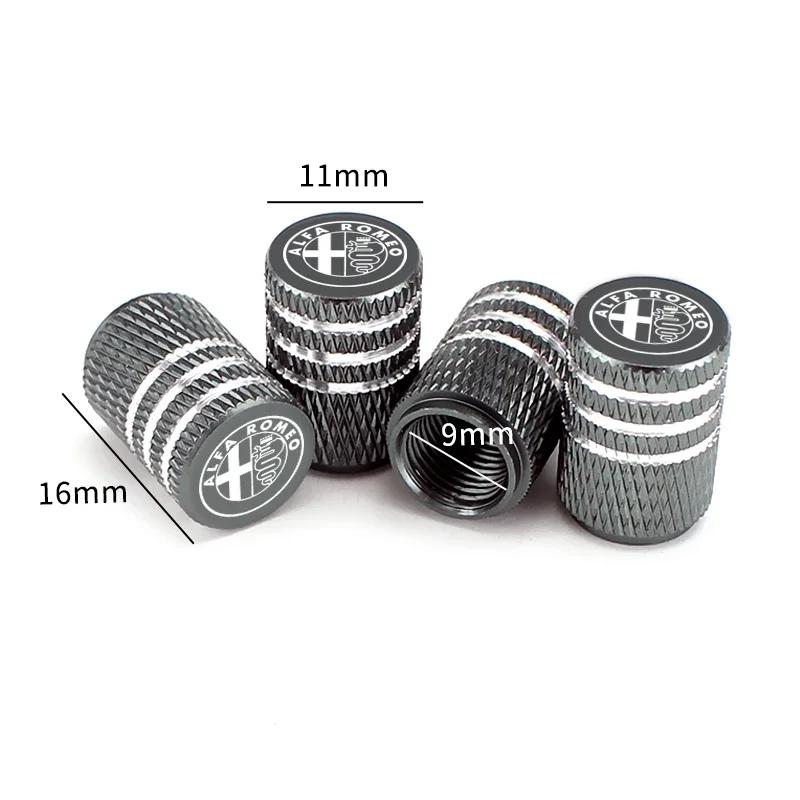 4PCS Metal Wheel Valve Stem Caps Tire Air Cover for Alfa Romeo Spider 147 155 156 159 Giulia Mito Stelvio 4C GT Car Accessories